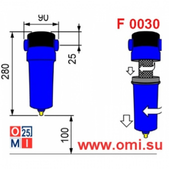 Фильтр для очистки сжатого воздуха OMI HF 030
